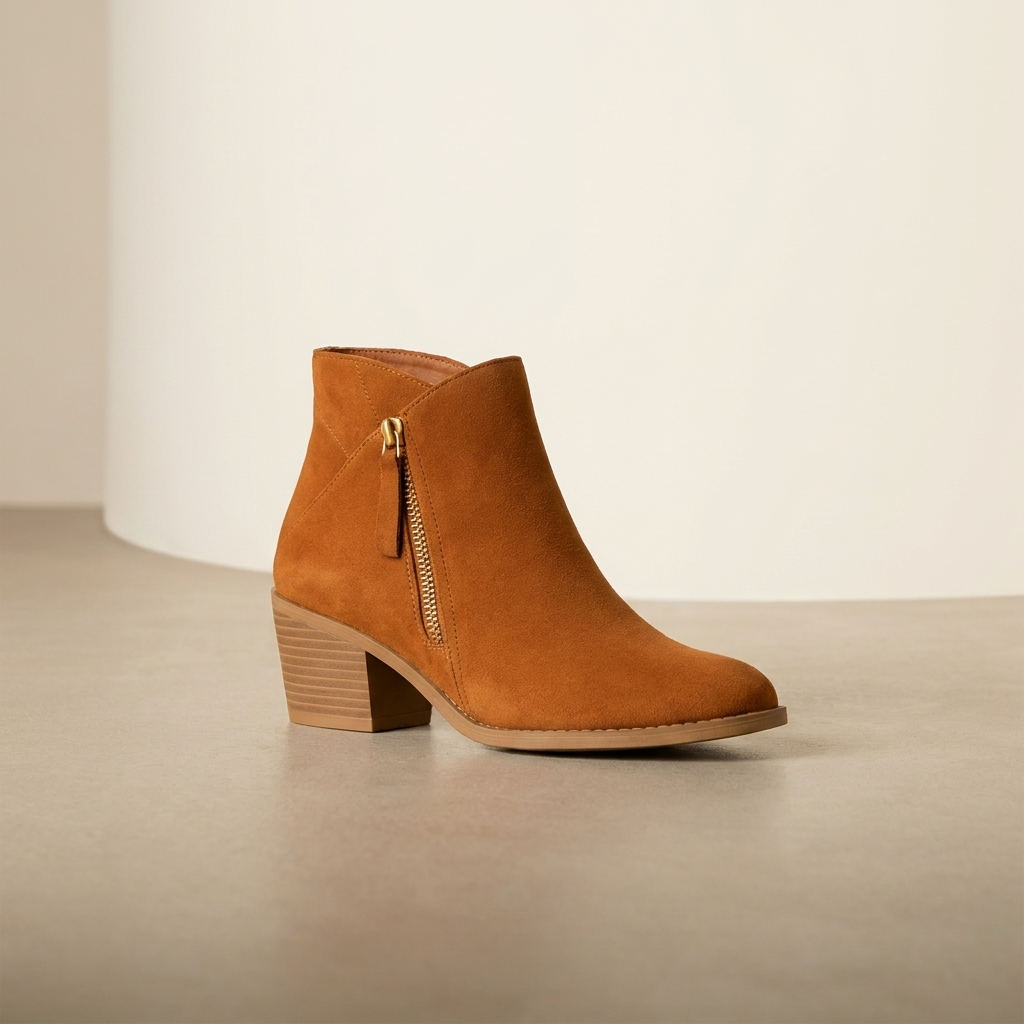 Ankle Boots Block Heel Side Zip