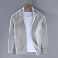 Zip Front Knit Cardigan Ribbed Trim