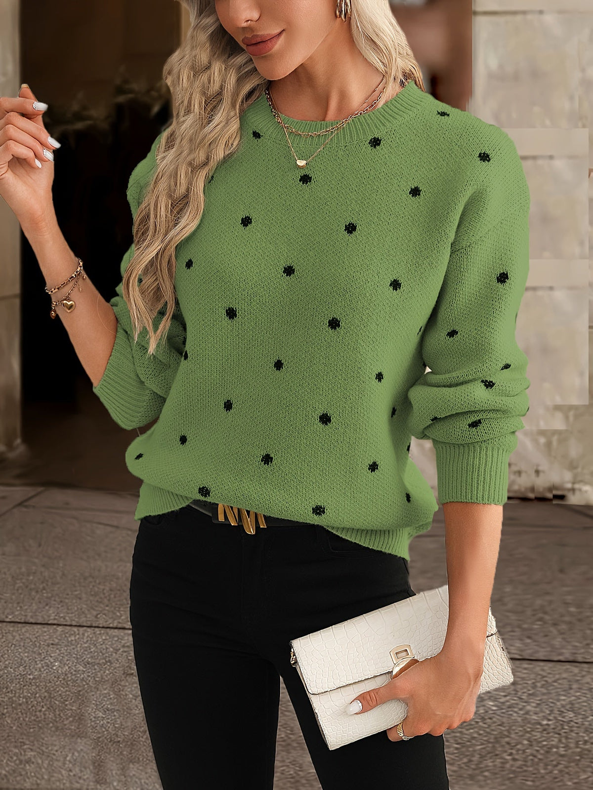 Polka Dot Jumper Crew Neck Knit