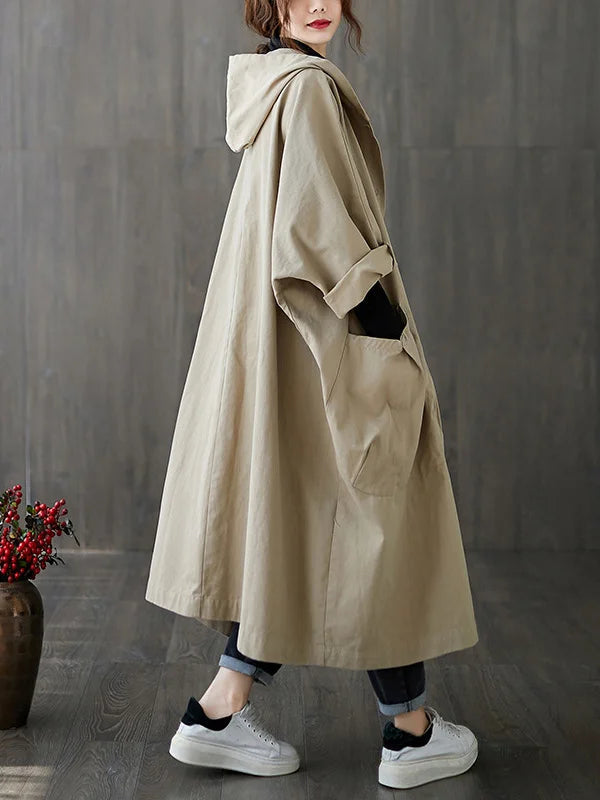 Hooded Trench Coat Longline Rain Ready