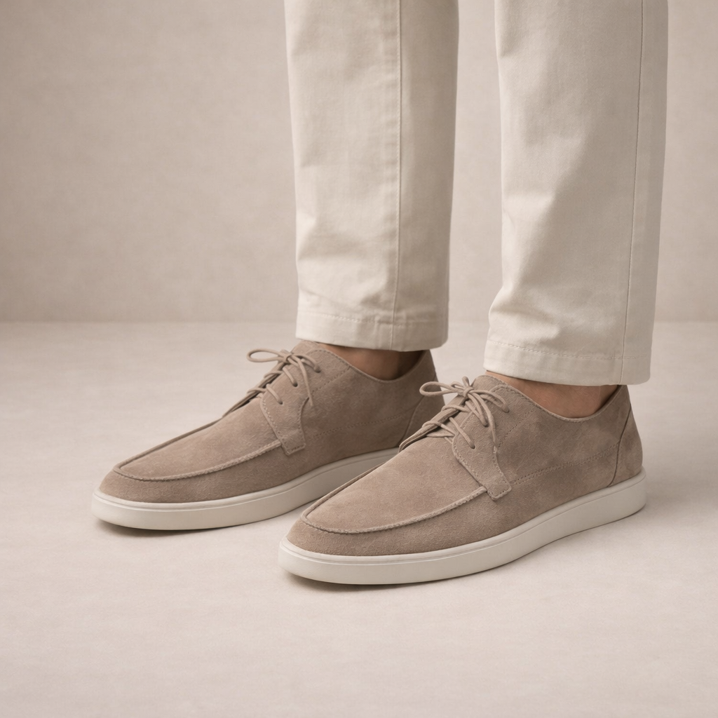 Suede-Look Loafers Lace-Up