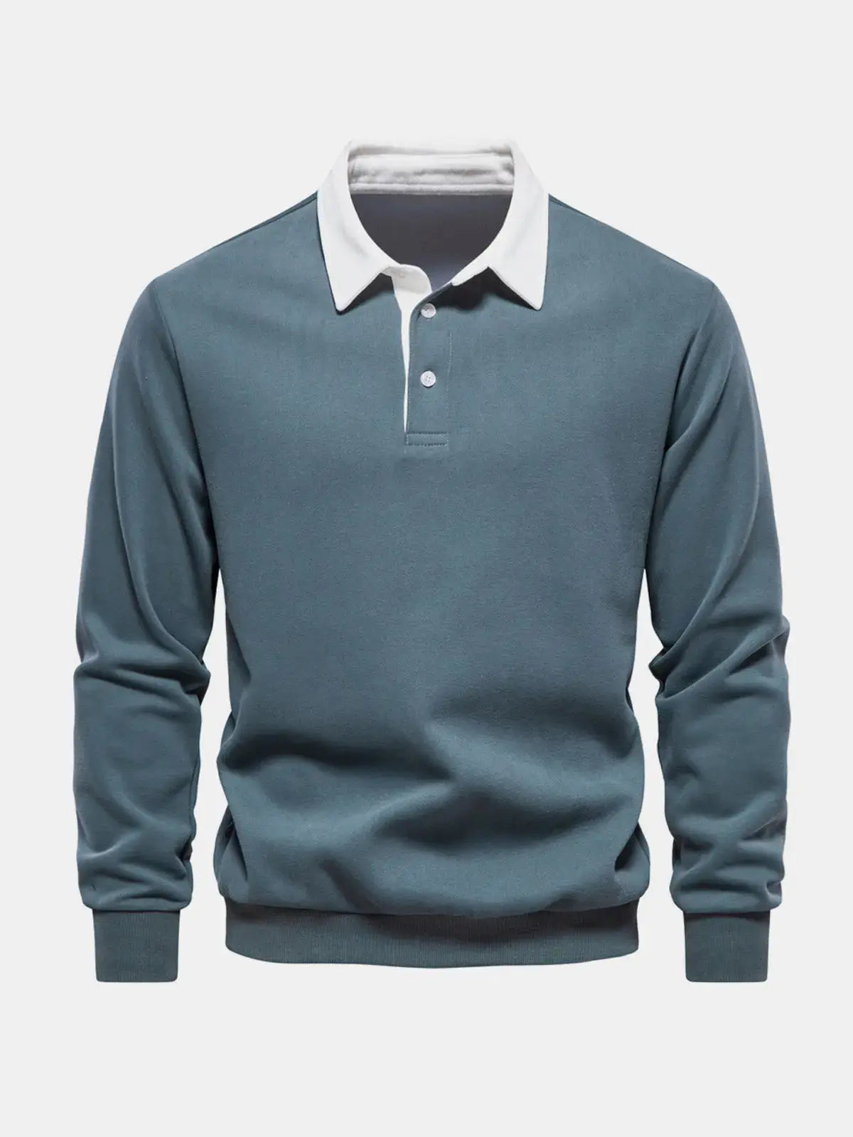 Sweatshirt Polo Collar Button Placket