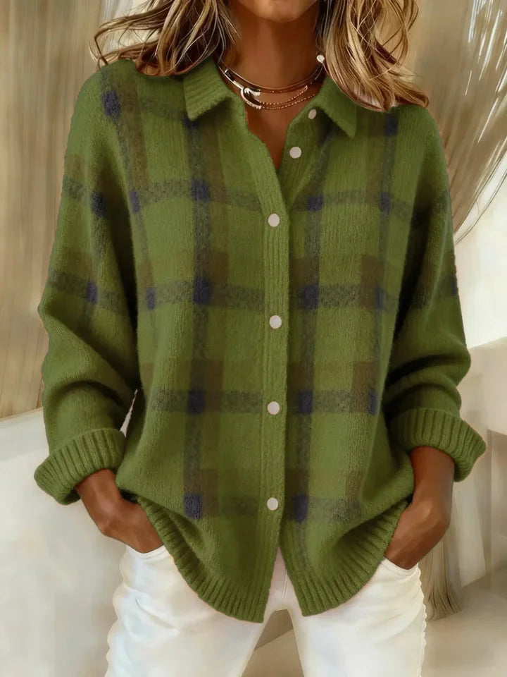 Jumper Checked Knit Crew Neck