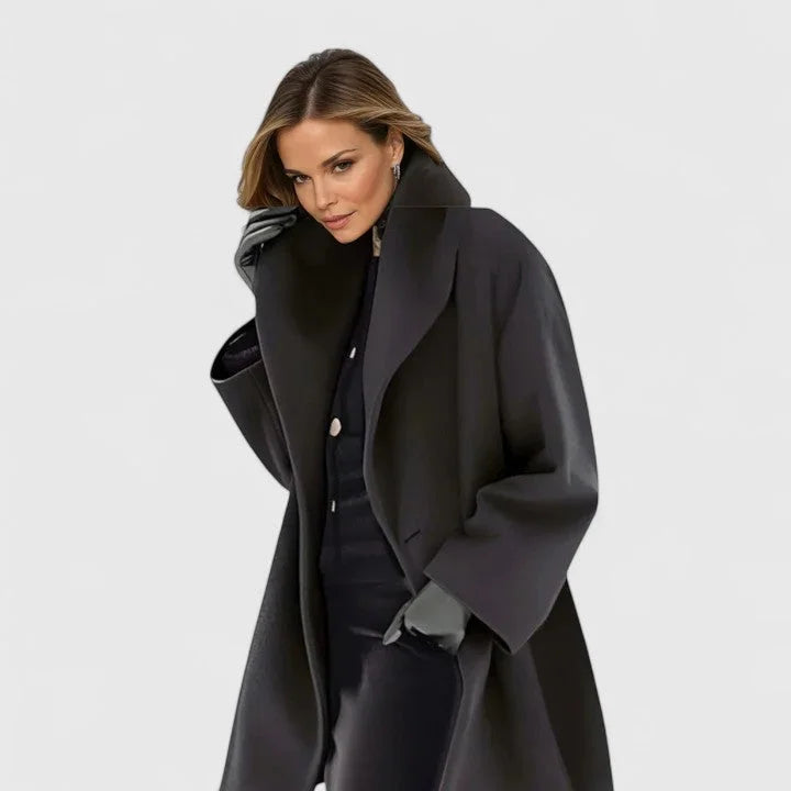 Longline Shawl Collar Coat – Elegant Button Front