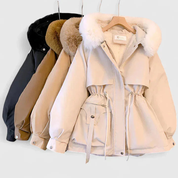 Faux Fur Parka Hooded Zip Front