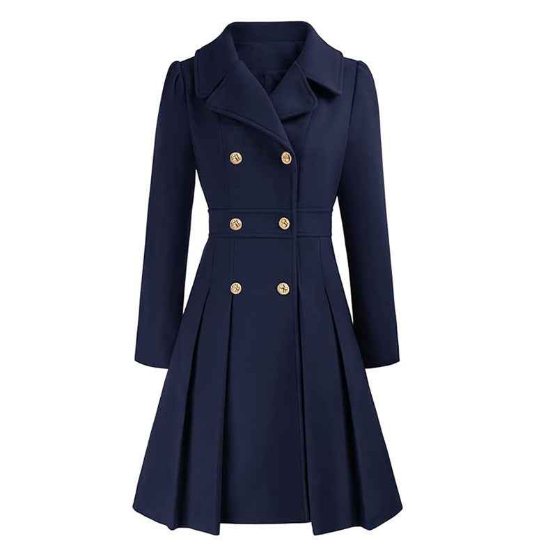 Coat Knee Length Double Button Elegant