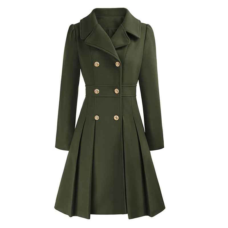 Coat Knee Length Double Button Elegant