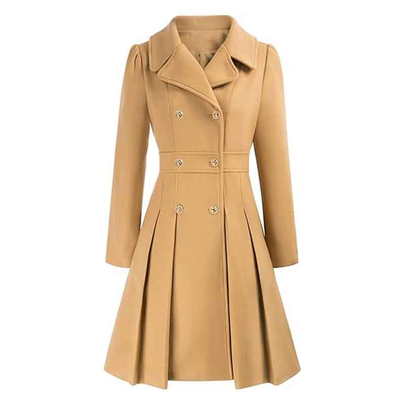 Coat Knee Length Double Button Elegant