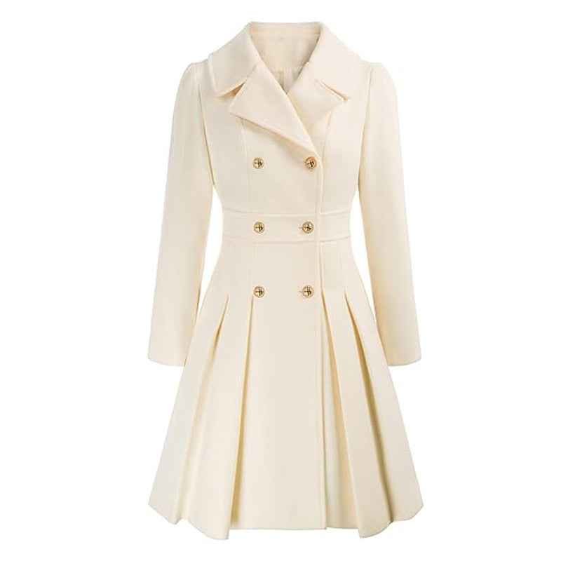 Coat Knee Length Double Button Elegant