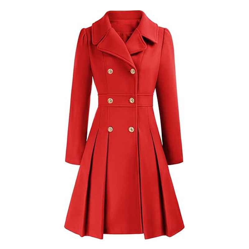 Coat Knee Length Double Button Elegant
