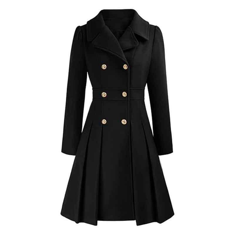 Coat Knee Length Double Button Elegant