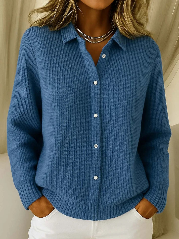 Chunky Knit Cardigan Collar Button Front