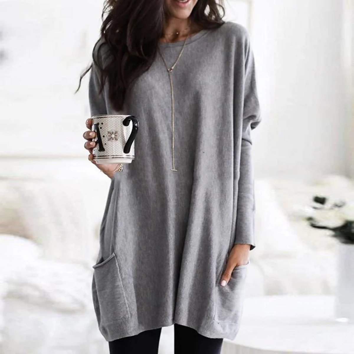 Tunic Sweater Oversized Pocket