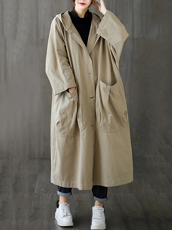 Hooded Trench Coat Longline Rain Ready