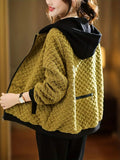 Quilted basketweave hoodie in terracotta, front view