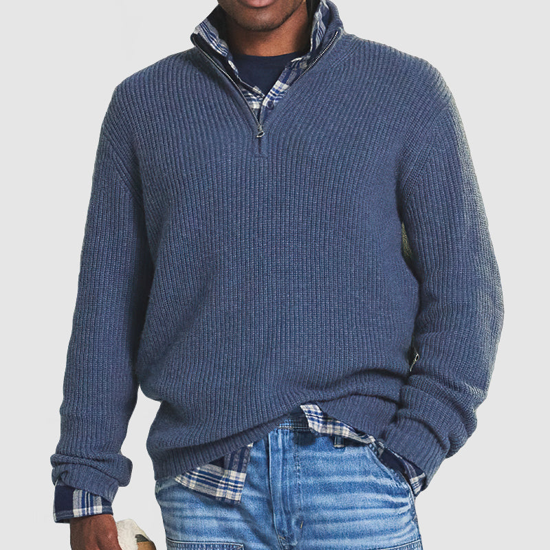 Quarter Zip Knitted Jumper – Funnel Neck