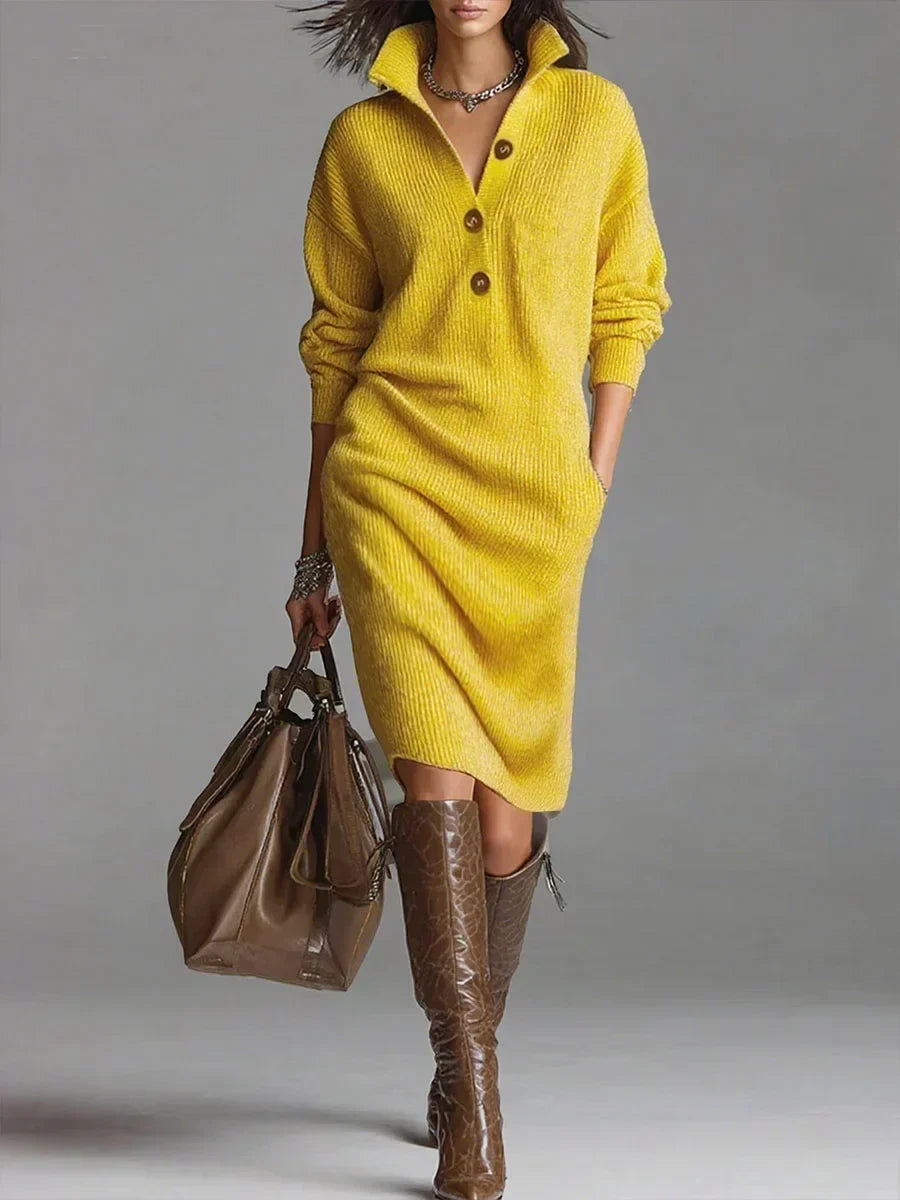 Sweater Dress Ribbed Knit Elegant