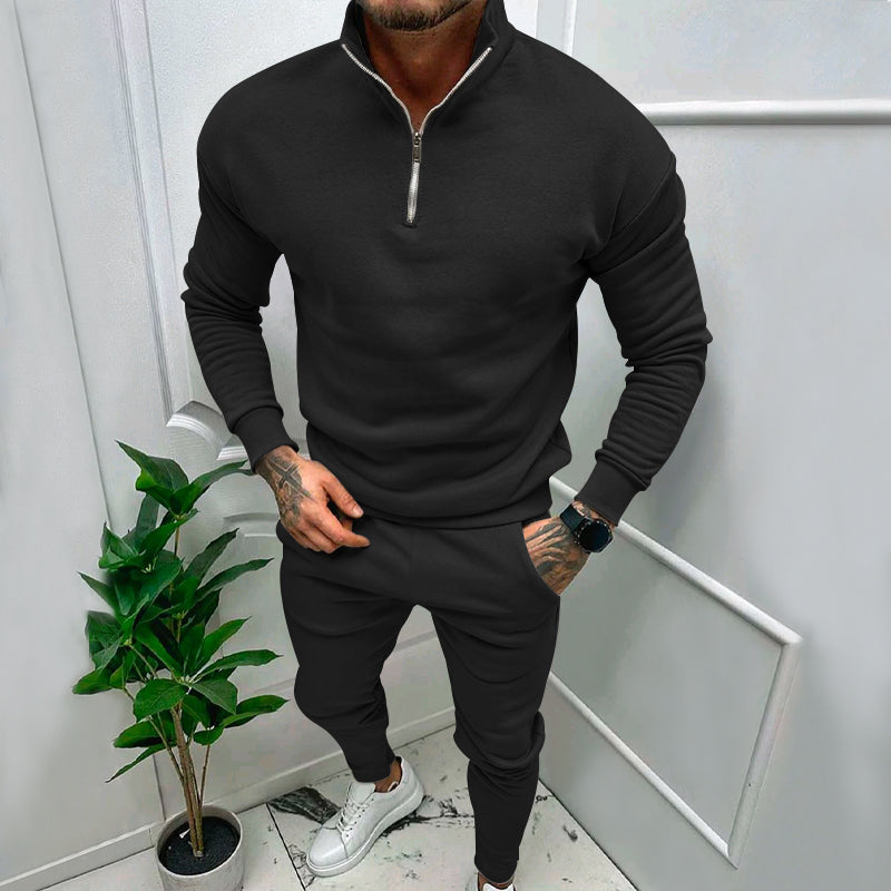 Slim Fit Tracksuit Set -  Polyester Blend