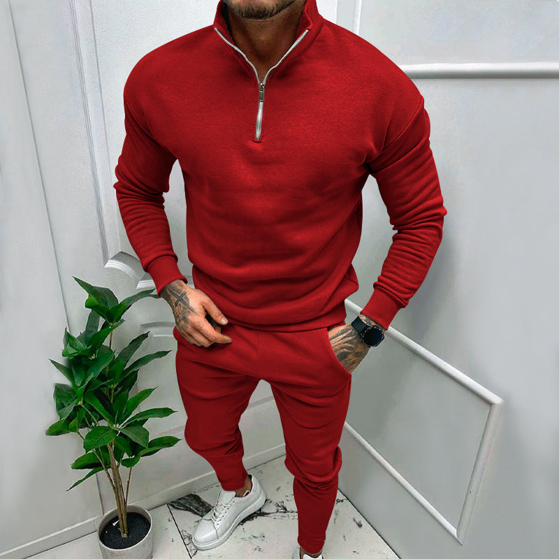 Slim Fit Tracksuit Set -  Polyester Blend
