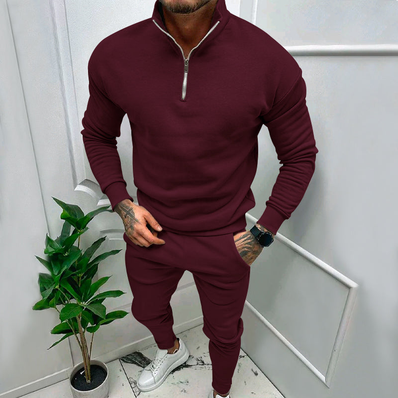 Slim Fit Tracksuit Set -  Polyester Blend