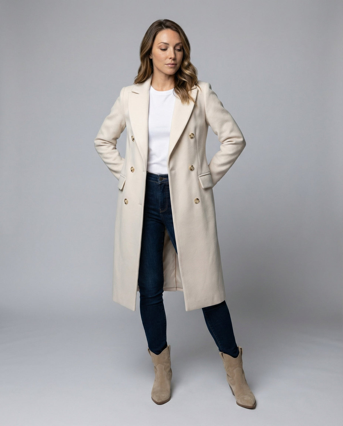 Double-Breasted Coat Structured Winter Sleeves