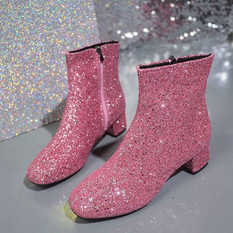 Glitter Ankle Boots Sparkling Party Heel