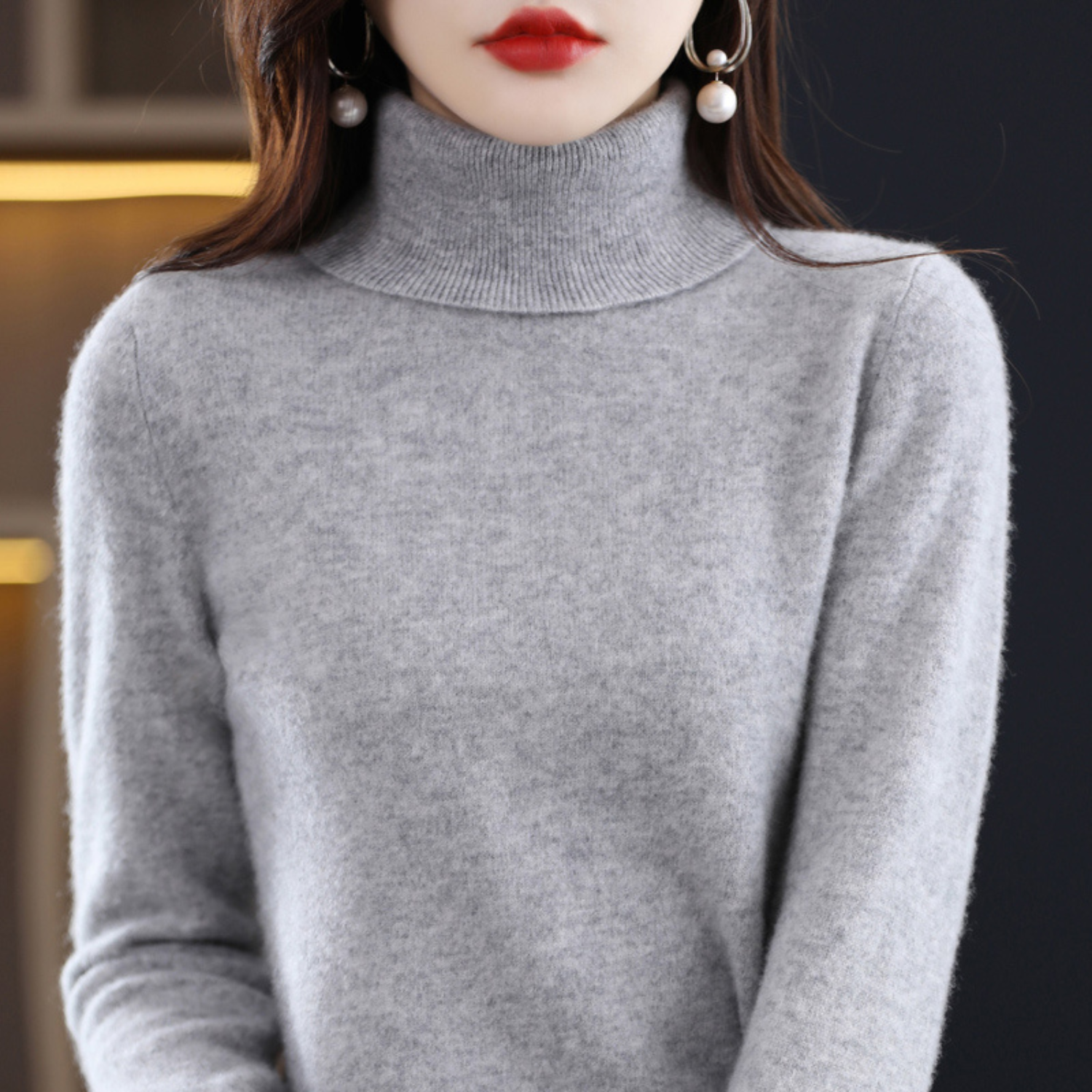 Turtleneck Sweater Soft Knit Roll-Neck
