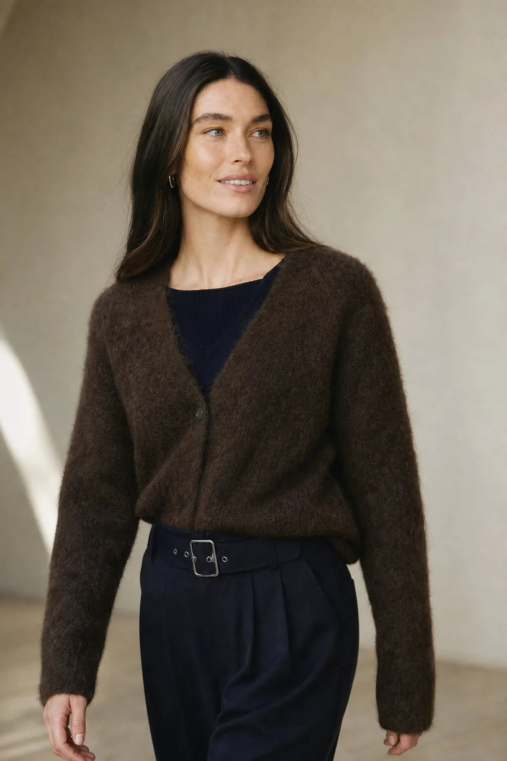 Oversized Soft Knit Cardigan Plush Trim
