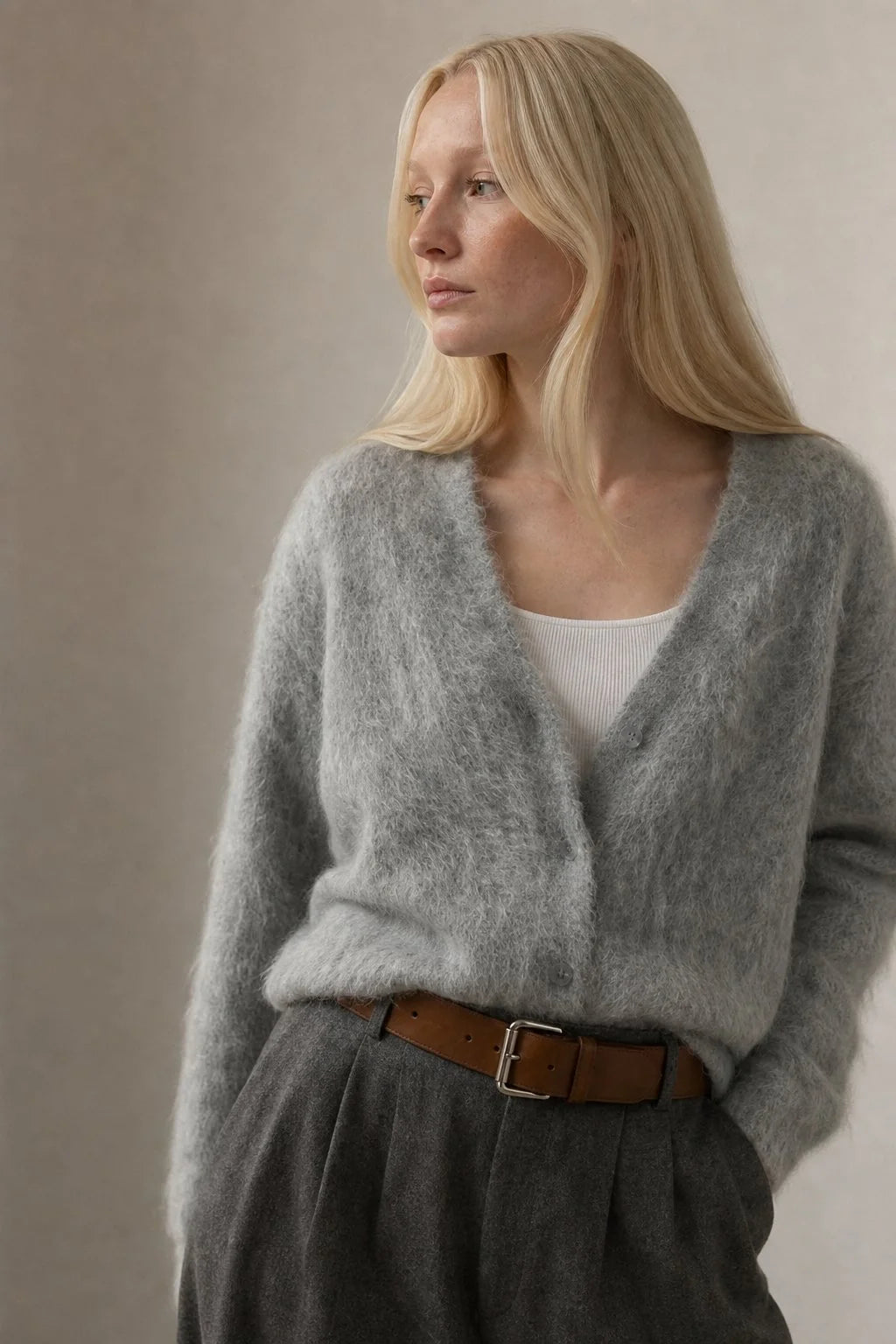 Oversized Soft Knit Cardigan Plush Trim