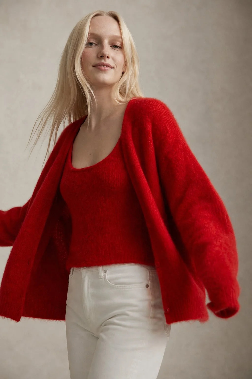 Oversized Soft Knit Cardigan Plush Trim