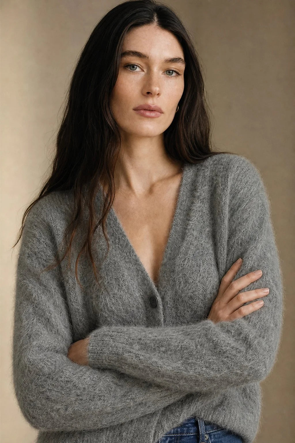 Oversized Soft Knit Cardigan Plush Trim
