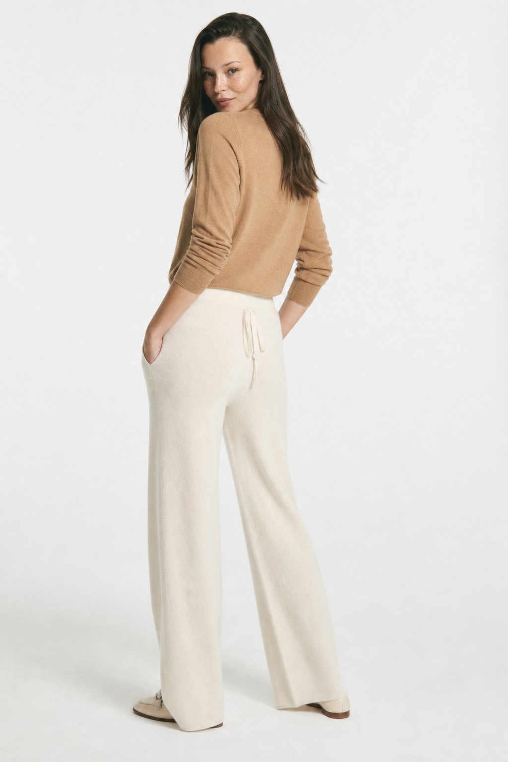 Knit Trousers Wide Leg High Waist