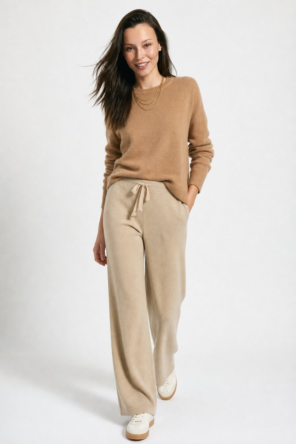 Knit Trousers Wide Leg High Waist