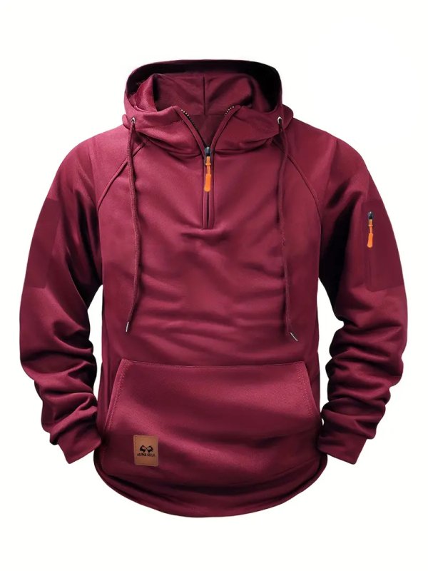 Half-Zip Hoodie Warm Pocketed Pullover