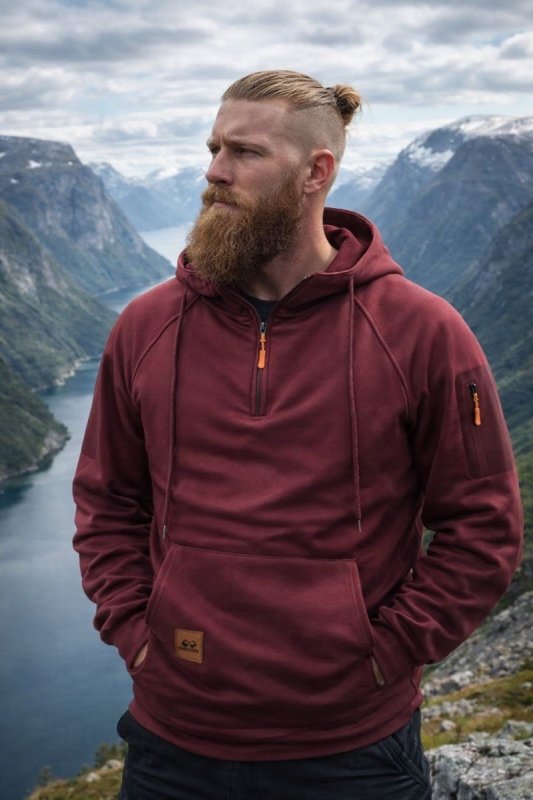 Half-Zip Hoodie Warm Pocketed Pullover