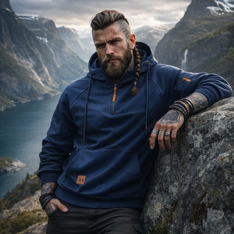 Half-Zip Hoodie Warm Pocketed Pullover