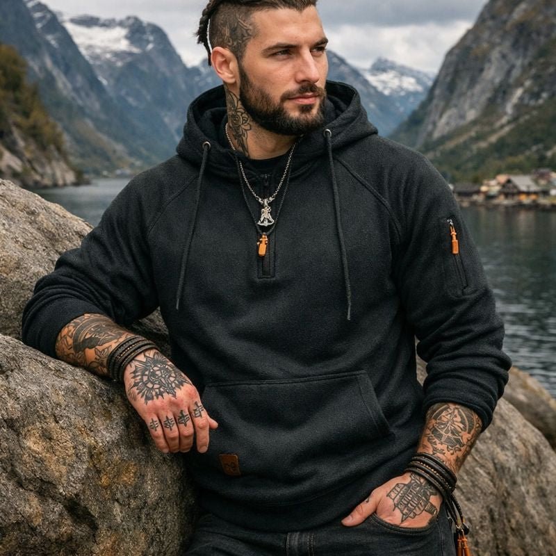 Half-Zip Hoodie Warm Pocketed Pullover