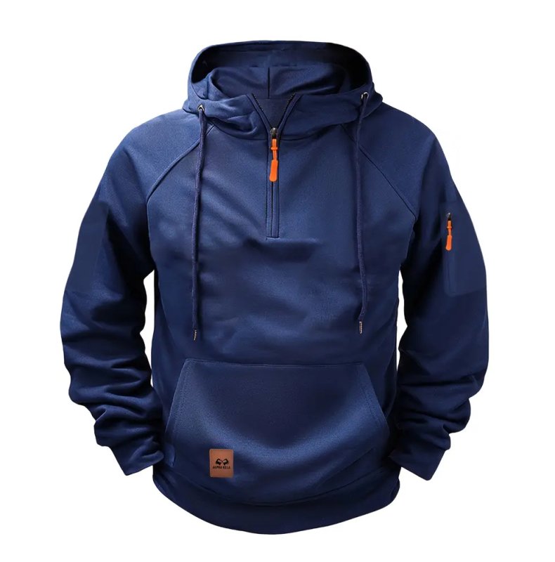 Half-Zip Hoodie Warm Pocketed Pullover