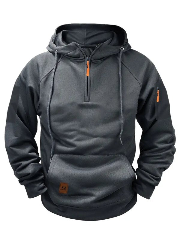 Half-Zip Hoodie Warm Pocketed Pullover