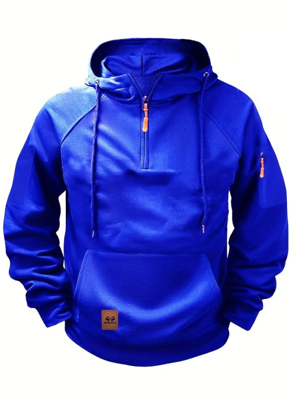 Half-Zip Hoodie Warm Pocketed Pullover