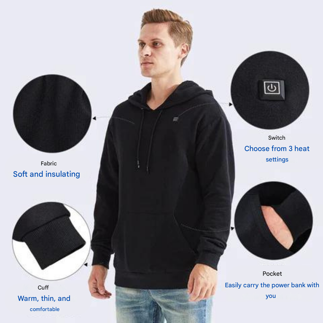 Heated Hoodie Soft Fabric Relaxed Fit