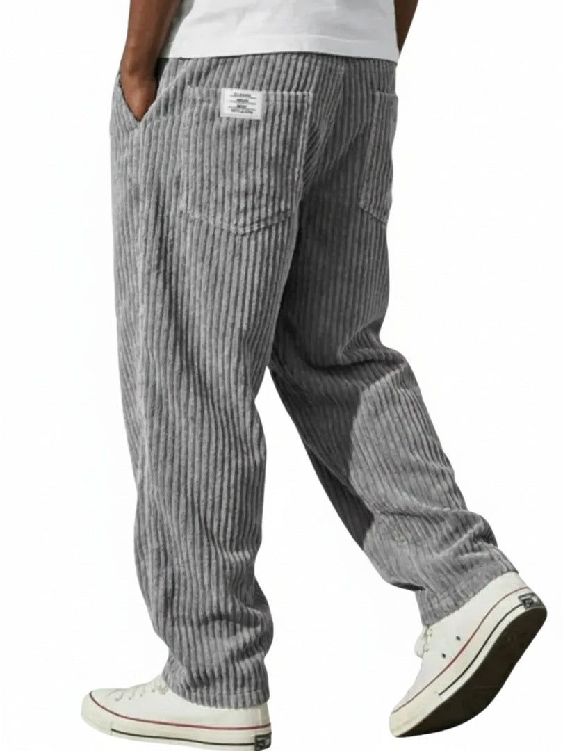 Corduroy Trousers Elastic Waist Loose Fit