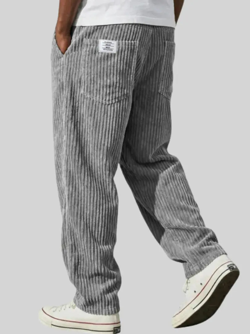 Corduroy Trousers Elastic Waist Loose Fit