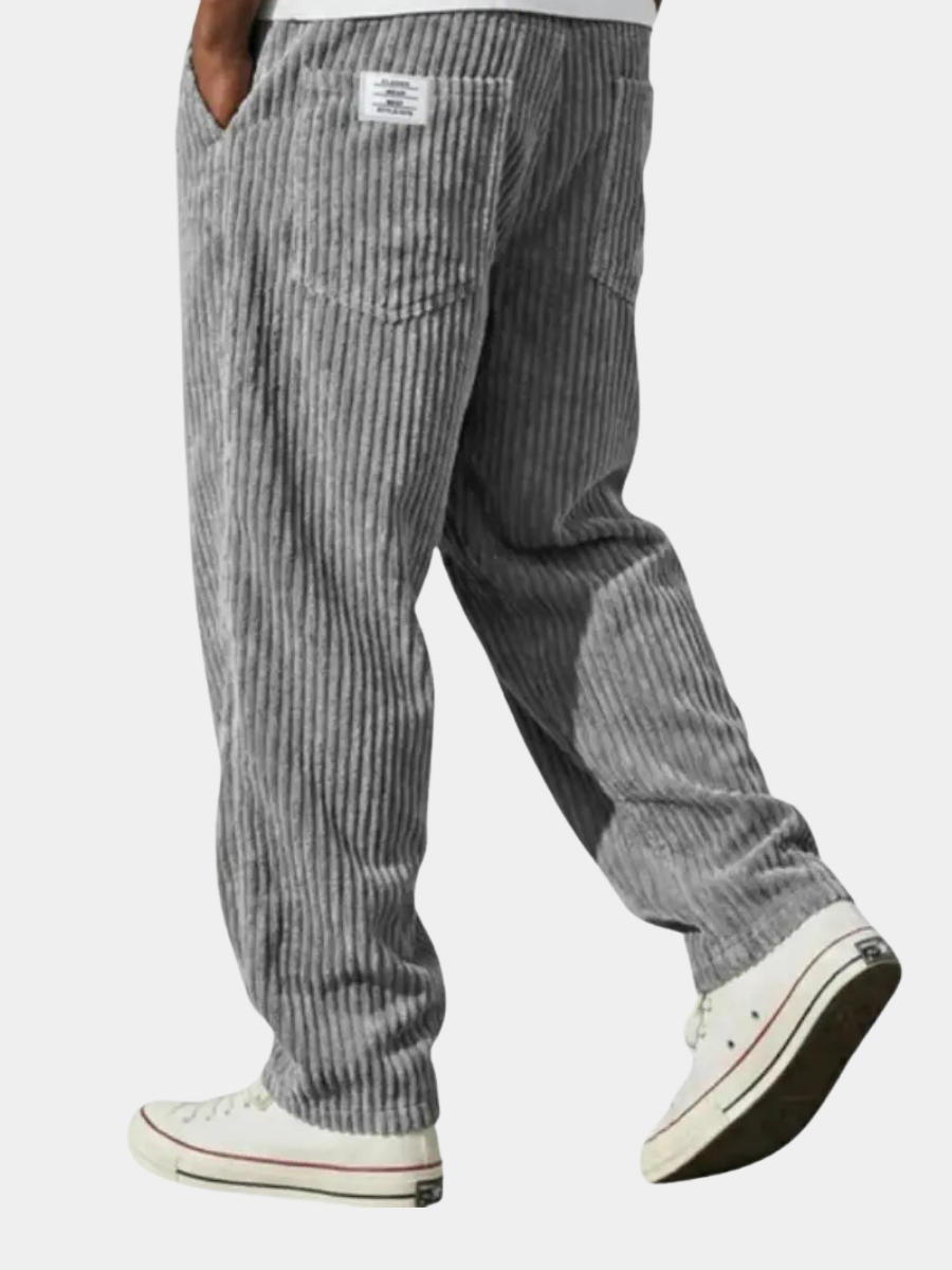 Corduroy Trousers Elastic Waist Loose Fit