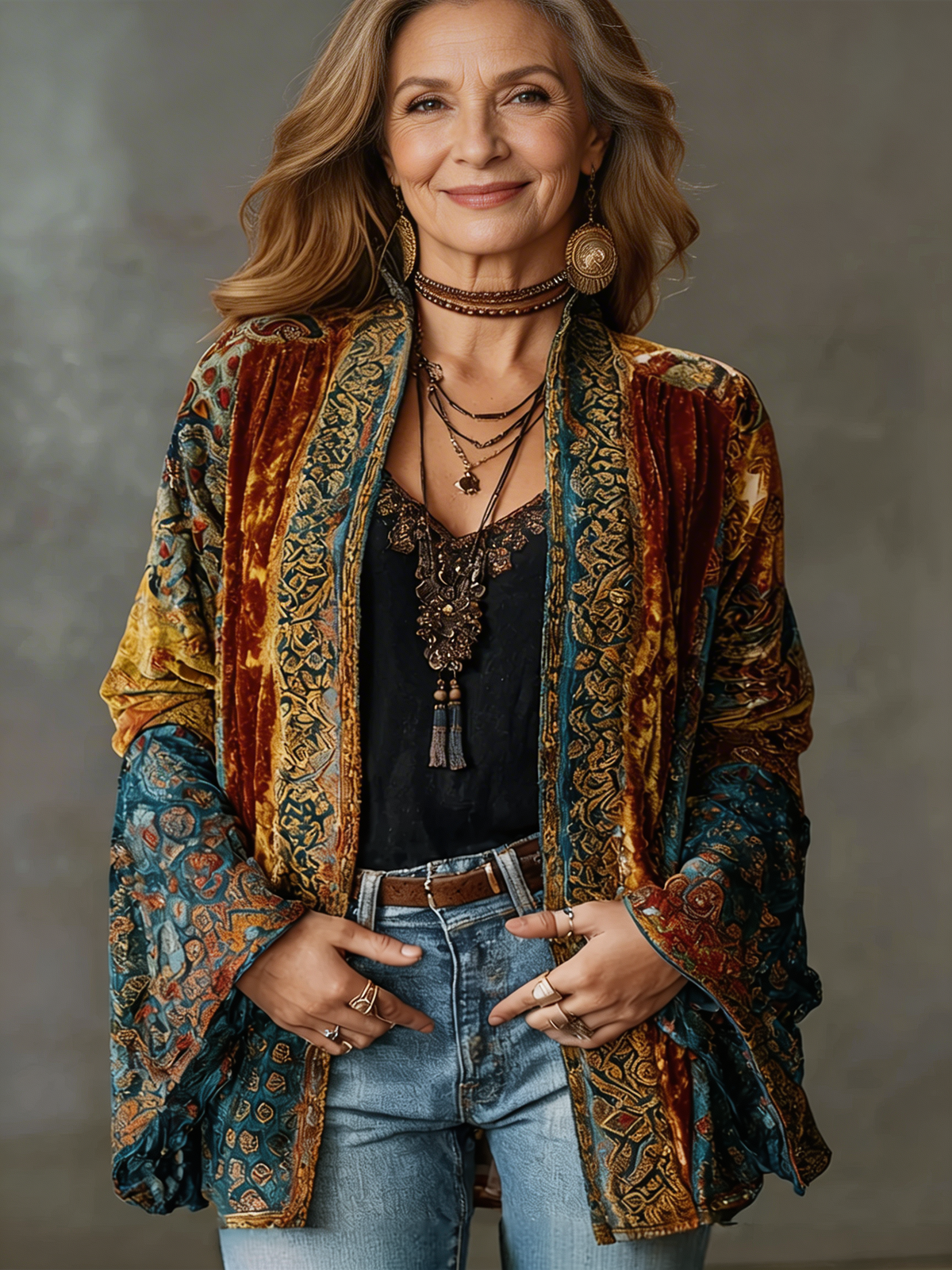 Boho Printed Kimono Jacket Longline