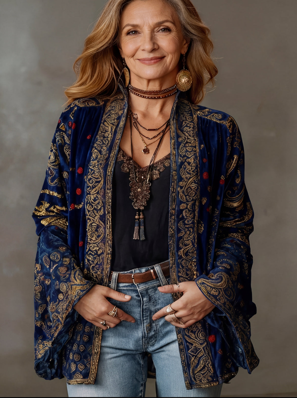 Boho Printed Kimono Jacket Longline