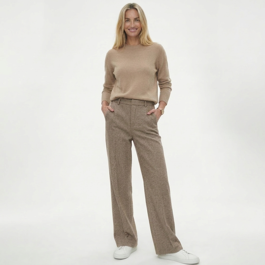 Classic Wool Trousers with High-Waist