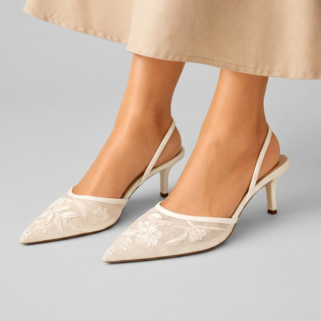 Embroidered Heels Mesh Mule (Women)