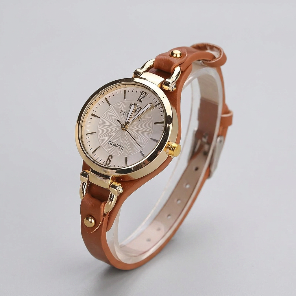 Elegant Wristwatch with Gold-Tone Frame