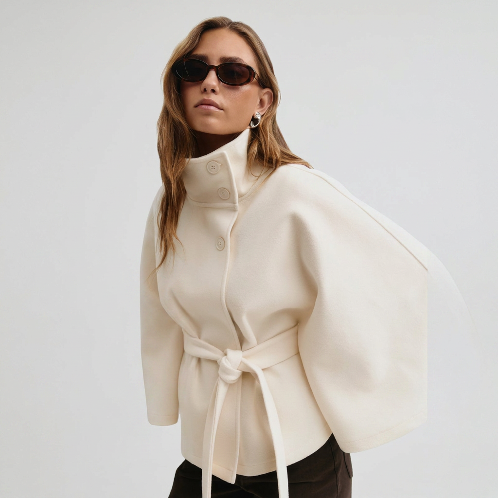 Belted Wool Coat With High-Collar